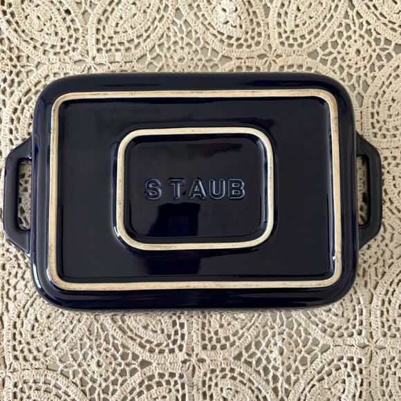 STAUB 9X6 Rectangular Blue Baking Dish Casserole Pan NEW WITHOUT BOX - Picture 3 of 9